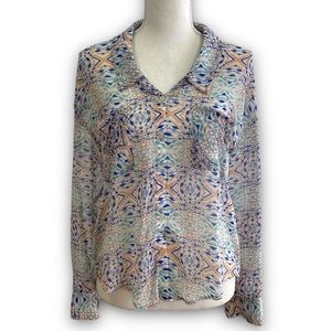 Free People Geometric Sheer Blouse Size XS